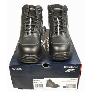 Reebok Men 7M Women 9M Work TRAINEX 6" Black Sport Boot With Net Guard Gorp Goth
